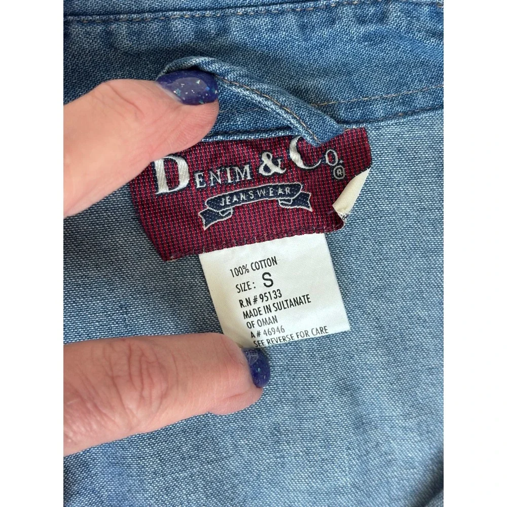 LEI‎ Vintage Denim Utility Jacket Medium Wash Drawstring Waist Cargo Pockets M